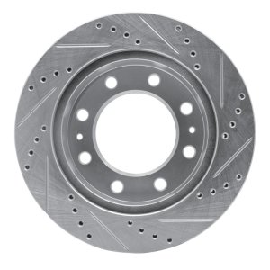 Chevrolet Silverado 3500 HD Brake Rotor (1) - Rear Left - R1 Concepts - Drilled & Slotted - Silver - `20-`25